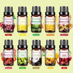 Fruit essential oils - strawberry / mango / watermelon / passion fruit - for diffusers / baths / cosmetics - 10 pieces