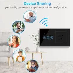 Slimme wandcontactdoos - lichtschakelaar - 1 - 3 gangs - WiFi / APP / afstandsbediening - Alexa - Google - HomeSchakelaars