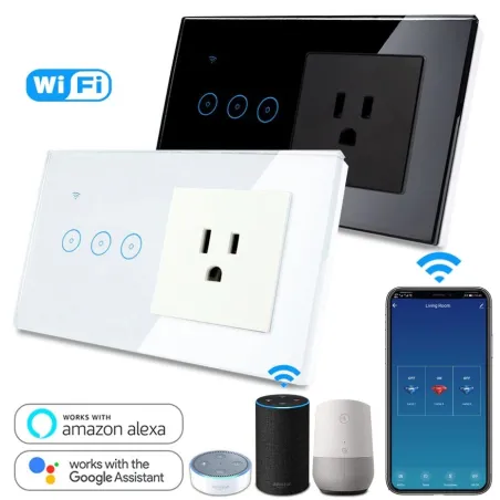 Inteligentne gniazdo ścienne - włącznik światła - 1 - 3 gangi - WiFi / APP / pilot - Alexa - Google - HomePrzełączniki