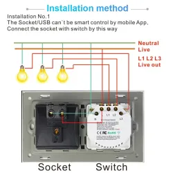 Slimme wandcontactdoos - lichtschakelaar - 1 - 3 gangs - WiFi / APP / afstandsbediening - Alexa - Google - HomeSchakelaars