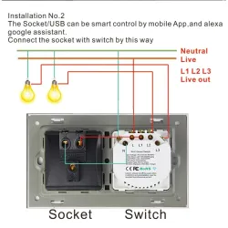 Slimme wandcontactdoos - lichtschakelaar - 1 - 3 gangs - WiFi / APP / afstandsbediening - Alexa - Google - HomeSchakelaars