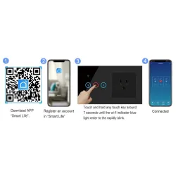 Slimme wandcontactdoos - lichtschakelaar - 1 - 3 gangs - WiFi / APP / afstandsbediening - Alexa - Google - HomeSchakelaars