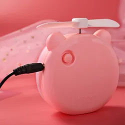 Mini lusterko kieszonkowe - z wentylatorem - światło LED - kształt głowy świnkiMakijaż