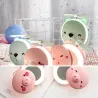 Mini pocket mirror - with fan - LED light - piggy head shape