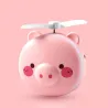 Mini pocket mirror - with fan - LED light - piggy head shape