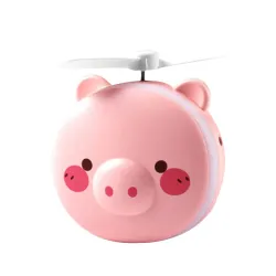 Mini pocket mirror - with fan - LED light - piggy head shape
