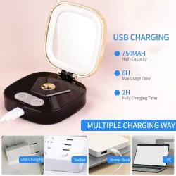 Mini makeup mirror - wIth LED light / sprayer - nano mistMake-Up