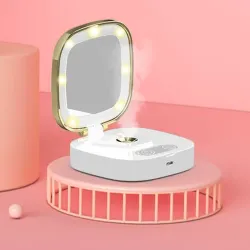 Mini make-up spiegel - met LED licht / sprayer - nano mistMake-Up
