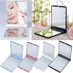 Makeup mirror - with 8 LED light - foldable