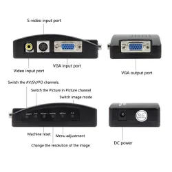 Adapter AV do VGA - konwerter RCA VGA - przełącznik - 1080P HDPrzełączniki HDMI
