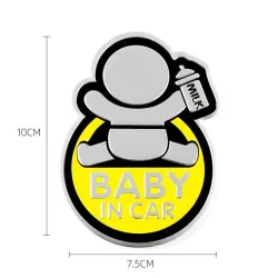 Baby In Car - 3D aluminium autosticker - waterdichtStickers