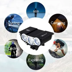 8000 lumens T6 LED - lampe frontale pour vélo - lampe torche 4 modes - batterie et chargeur