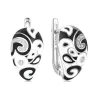 Trendy earrings with cubic zirconia - black / white enamel pattern - original 925 silver