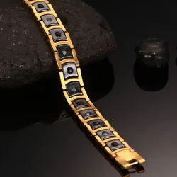 steel magnetic bracelet male black ceramic energy germanium bracelets men hand chain gold color hologram bracelet