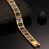 steel magnetic bracelet male black ceramic energy germanium bracelets men hand chain gold color hologram bracelet