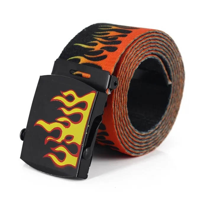 Nylon belt with flame design - unisex