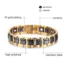 steel magnetic bracelet male black ceramic energy germanium bracelets men hand chain gold color hologram bracelet