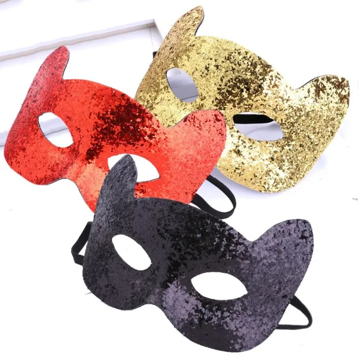 Glitzerkätzchen - Augenmaske - für Halloween / Maskeraden