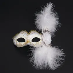 Venezianische Augenmaske - mit Federn / Glitzer - für Halloween / Maskeraden