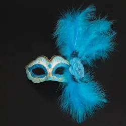 Venezianische Augenmaske - mit Federn / Glitzer - für Halloween / Maskeraden