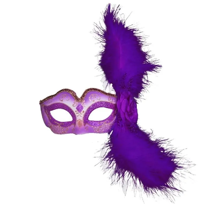 Venezianische Augenmaske - mit Federn / Glitzer - für Halloween / Maskeraden