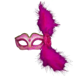 Venezianische Augenmaske - mit Federn / Glitzer - für Halloween / Maskeraden
