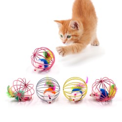 Katzenspielzeug - Stock mit Feder / Zauberstab / Glocke / Maus / Ball