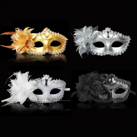 Sexy Venetian eye mask - with diamonds / feathers / flowers - for Halloween / masquerades