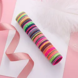 Elastyczne gumki do włosów - kolorowy nylon - 50 sztukSpinki Do Włosów