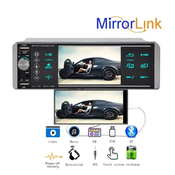 4 Inch - 1 Din - car radio - Bluetooth - 1080P - HD - SD - FM - Android MP5 - 2 USB - Mirrorlink