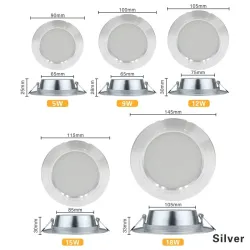 Oświetlenie sufitowe LED - okrągła wpuszczana lampa - 5W / 9W / 12W / 15W / 18W - AC 220V-240V - 1 sztukaŚwiatła sufitowe