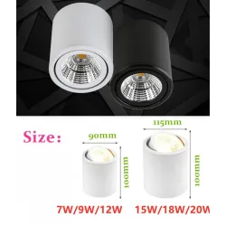 Lampa sufitowa LED - obrotowa - ściemnialna - COB - chip CREE - 9W / 12W / 15W / 18W / 20W / 24WŚwiatła sufitowe