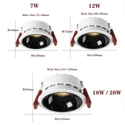 Lampa sufitowa LED - wpuszczana - ściemnialna - antyodblaskowa - konstrukcja plastra miodu - 7W / 12W / 18W / 20WOświetlenie ...
