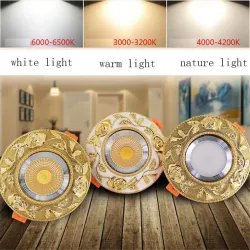 Amerykański styl - luksusowa złota lampa sufitowa - oświetlenie punktowe - wpuszczana - ściemnialna - COB - LED - 3W / 5W / 7...