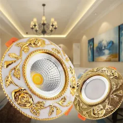 Amerykański styl - luksusowa złota lampa sufitowa - oświetlenie punktowe - wpuszczana - ściemnialna - COB - LED - 3W / 5W / 7...