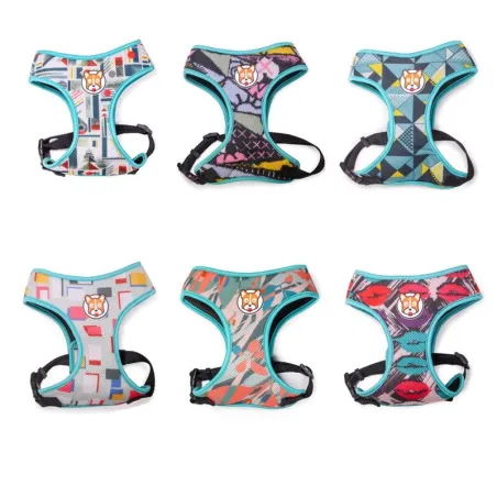 Dog harness - leash with buckle - colorful printing