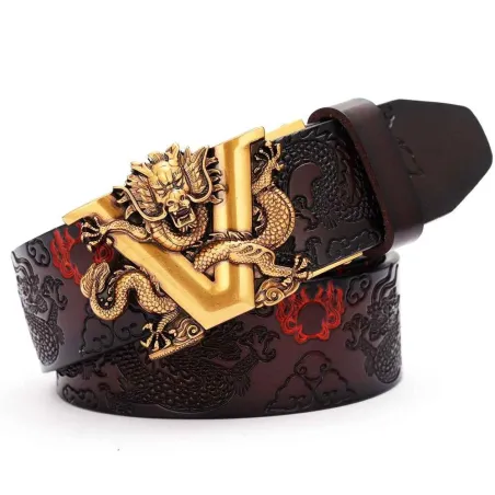 Luxe leren riem - met automatische gesp - V letter / snake designRiemen