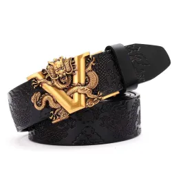 Luxe leren riem - met automatische gesp - V letter / snake designRiemen