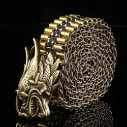 Luxurious gold belt - buckle with snake - copper / stainless steel