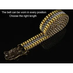 Luxurious gold belt - buckle with snake - copper / stainless steel