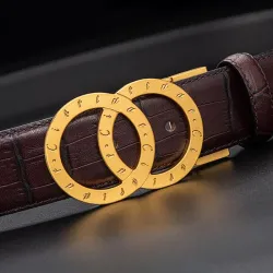 Luxe leren riem - goud / zilver ronde gesp - unisexRiemen