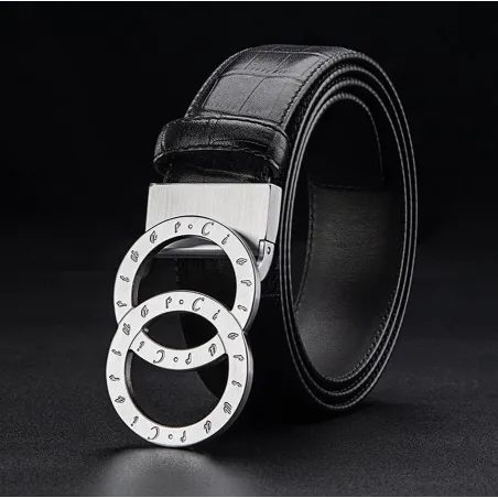Luxe leren riem - goud / zilver ronde gesp - unisexRiemen