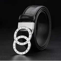 Luxe leren riem - goud / zilver ronde gesp - unisexRiemen