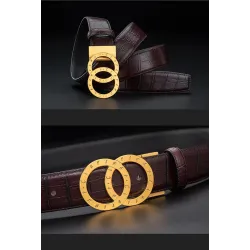 Luxe leren riem - goud / zilver ronde gesp - unisexRiemen