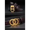 Luxurious leather belt - gold / silver round buckle - unisex