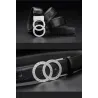 Luxuriöser Ledergürtel - gold / silberne runde Schnalle - unisex
