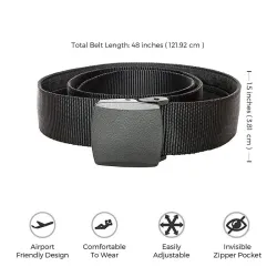 Anti-Diebstahl-Gürtel - mit verdecktem Reißverschluss - Unisex - 120cm