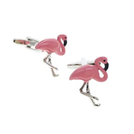 Spinki do mankietów klasyczne - z różowym flamingiemSpinki do mankietów