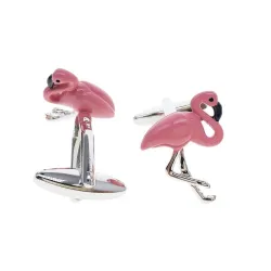 Spinki do mankietów klasyczne - z różowym flamingiemSpinki do mankietów
