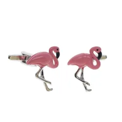 Spinki do mankietów klasyczne - z różowym flamingiemSpinki do mankietów